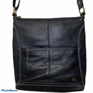 The Sak Black Leather Zip Crossbody Bag W/ Strap